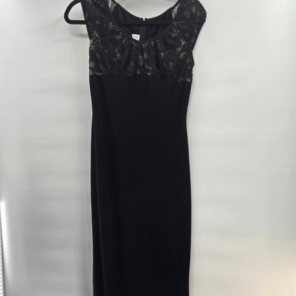 Vintage Jessica McClintock Gunne Sax Black Lace Formal Prom Gown Maxi Size 5/6